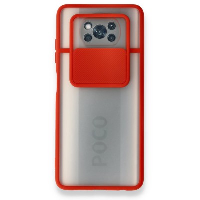 Xiaomi Pocophone X3 Kılıf Palm Buzlu Kamera Sürgülü Silikon - Kırmızı