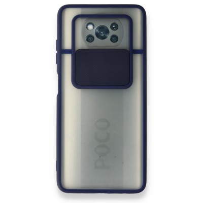 Xiaomi Pocophone X3 Kılıf Palm Buzlu Kamera Sürgülü Silikon - Lacivert