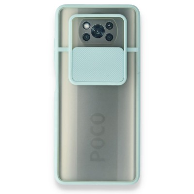 Xiaomi Pocophone X3 Kılıf Palm Buzlu Kamera Sürgülü Silikon - Turkuaz