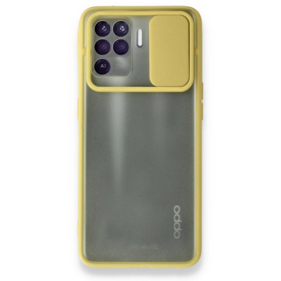 Oppo Reno 5 Lite Kılıf Palm Buzlu Kamera Sürgülü Silikon - Sarı