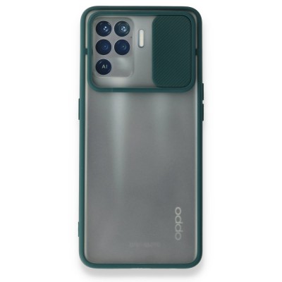 Oppo Reno 5 Lite Kılıf Palm Buzlu Kamera Sürgülü Silikon - Yeşil