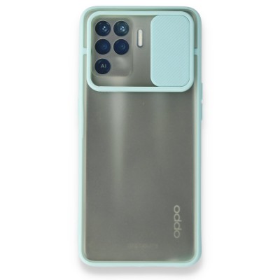 Oppo Reno 5 Lite Kılıf Palm Buzlu Kamera Sürgülü Silikon - Turkuaz