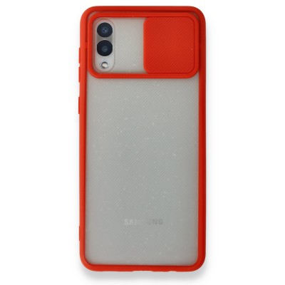 Samsung Galaxy A02 Kılıf Palm Buzlu Kamera Sürgülü Silikon - Kırmızı