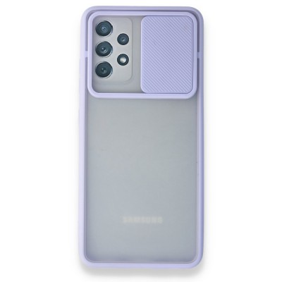 Samsung Galaxy A52 Kılıf Palm Buzlu Kamera Sürgülü Silikon - Lila