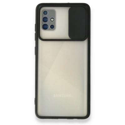 Samsung Galaxy A71 Kılıf Palm Buzlu Kamera Sürgülü Silikon - Siyah