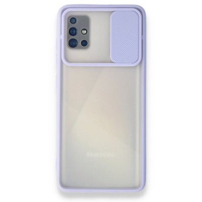 Samsung Galaxy A71 Kılıf Palm Buzlu Kamera Sürgülü Silikon - Lila