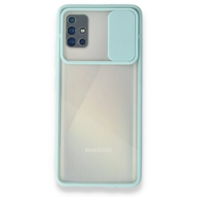 Samsung Galaxy A71 Kılıf Palm Buzlu Kamera Sürgülü Silikon - Turkuaz