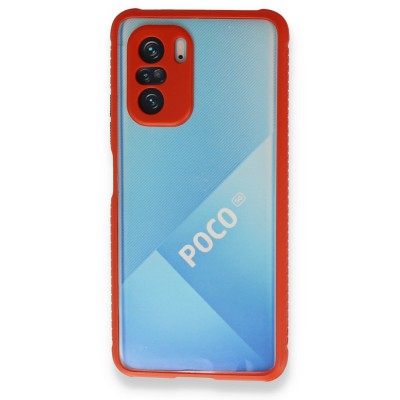 Xiaomi Poco F3 Kılıf Miami Şeffaf Silikon  - Kırmızı