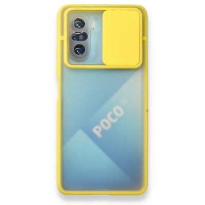Xiaomi Poco F3 Kılıf Palm Buzlu Kamera Sürgülü Silikon - Sarı
