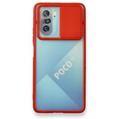 Xiaomi Poco F3 Kılıf Palm Buzlu Kamera Sürgülü Silikon - Kırmızı