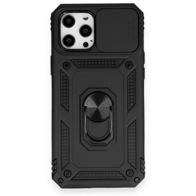 iphone 12 Pro Max Kılıf Pars Lens Yüzüklü Silikon - Siyah
