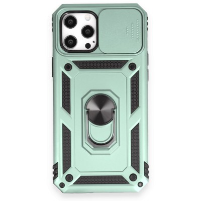 iphone 12 Pro Max Kılıf Pars Lens Yüzüklü Silikon - Yeşil