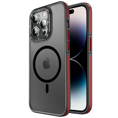 Joko iphone 14 Pro Kılıf Rocky Magsafe Kapak - Siyah-kırmızı