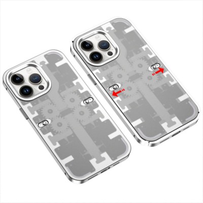 iphone 13 Pro Kılıf Mekanik Bumper Kapak - Gümüş