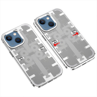 iphone 14 Kılıf Mekanik Bumper Kapak - Gümüş