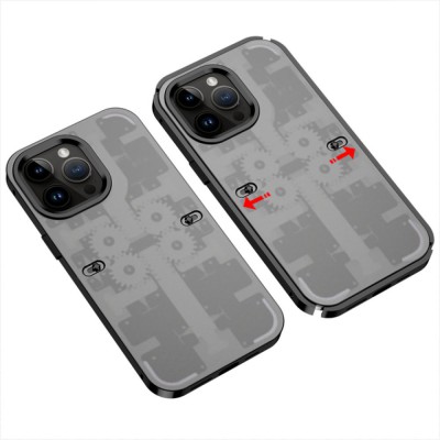 iphone 14 Pro Max Kılıf Mekanik Bumper Kapak - Siyah