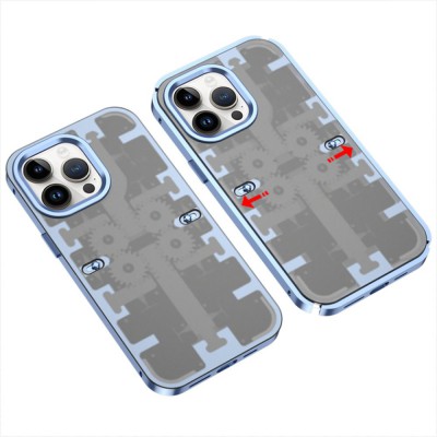 iphone 14 Pro Max Kılıf Mekanik Bumper Kapak - Mavi