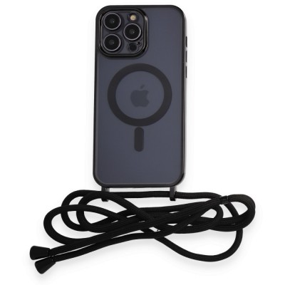 iphone 13 Pro Max Kılıf Divo Lazer Askılı Magsafe Kapak - Siyah