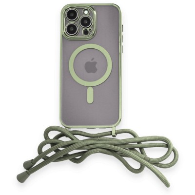 iphone 13 Pro Max Kılıf Divo Lazer Askılı Magsafe Kapak - Koyu Yeşil