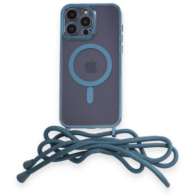 iphone 13 Pro Max Kılıf Divo Lazer Askılı Magsafe Kapak - Sierra Blue