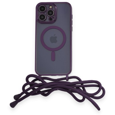 iphone 13 Pro Max Kılıf Divo Lazer Askılı Magsafe Kapak - Derin Mor