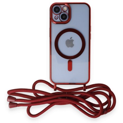 iphone 14 Kılıf Divo Lazer Askılı Magsafe Kapak - Kırmızı