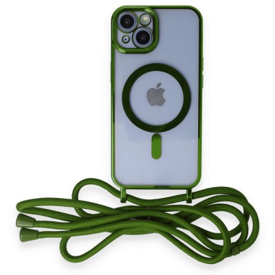 iphone 14 Kılıf Divo Lazer Askılı Magsafe Kapak - Koyu Yeşil