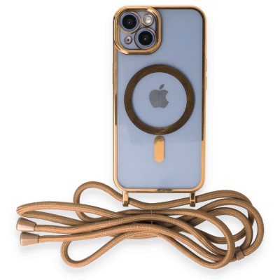 iphone 14 Kılıf Divo Lazer Askılı Magsafe Kapak - Gold