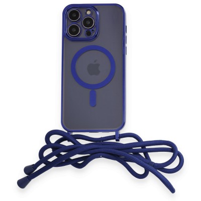 iphone 14 Pro Kılıf Divo Lazer Askılı Magsafe Kapak - Mavi