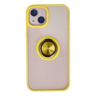 iphone 15 Kılıf Montreal Yüzüklü Silikon Kapak - Sarı