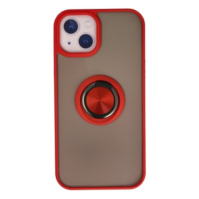 iphone 15 Kılıf Montreal Yüzüklü Silikon Kapak - Kırmızı