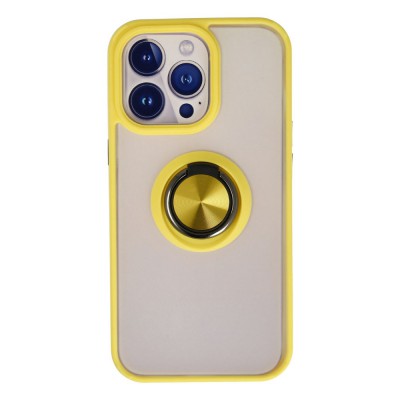 iphone 15 Pro Kılıf Montreal Yüzüklü Silikon Kapak - Sarı