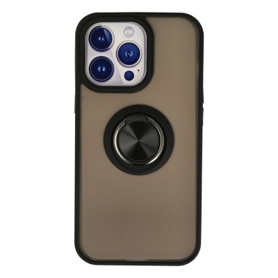 iphone 15 Pro Kılıf Montreal Yüzüklü Silikon Kapak - Siyah