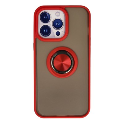 iphone 15 Pro Kılıf Montreal Yüzüklü Silikon Kapak - Kırmızı