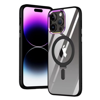iphone 15 Pro Max Kılıf Mudo Magneticsafe Standlı Kapak - Siyah