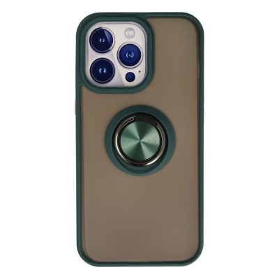 iphone 15 Pro Max Kılıf Montreal Yüzüklü Silikon Kapak - Yeşil