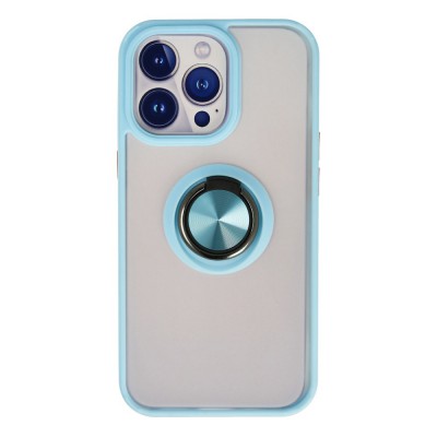 iphone 15 Pro Max Kılıf Montreal Yüzüklü Silikon Kapak - Buz Mavi