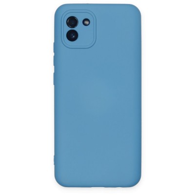 Samsung Galaxy A03 Kılıf Nano içi Kadife  Silikon - Mavi