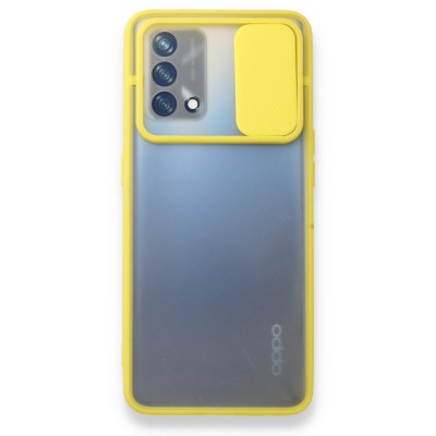 Oppo A74 4g Kılıf Palm Buzlu Kamera Sürgülü Silikon - Sarı