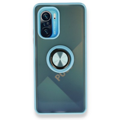 Xiaomi Poco F3 Kılıf Montreal Yüzüklü Silikon Kapak - Buz Mavi