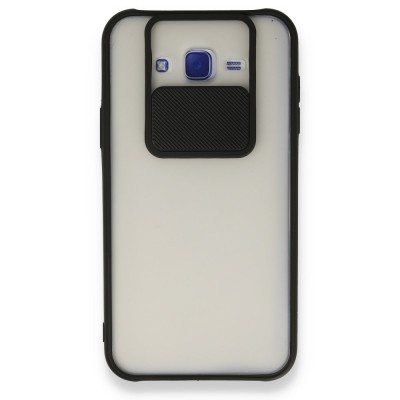 Samsung Galaxy J7 Kılıf Palm Buzlu Kamera Sürgülü Silikon - Siyah