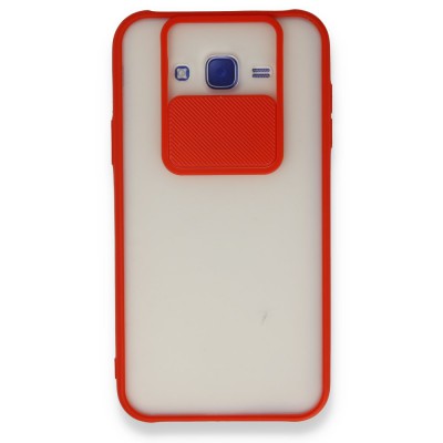 Samsung Galaxy J7 Kılıf Palm Buzlu Kamera Sürgülü Silikon - Kırmızı