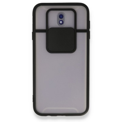 Samsung Galaxy J7 Pro / J730 Kılıf Palm Buzlu Kamera Sürgülü Silikon - Siyah