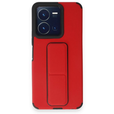 Vivo Y35 Kılıf Mega Standlı Silikon - Kırmızı