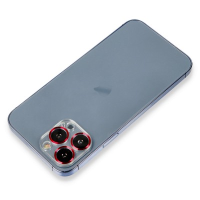 iphone 12 Pro Metal Kamera Lens Koruma Cam - Kırmızı