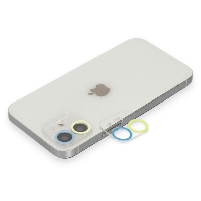 iphone 11 Renkli Kamera Lens Koruma Cam - Sarı-mavi