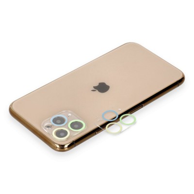 iphone 11 Pro Renkli Kamera Lens Koruma Cam - Yeşil-sarı