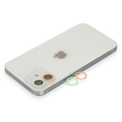 iphone 12 Mini Renkli Kamera Lens Koruma Cam - Turuncu-yeşil
