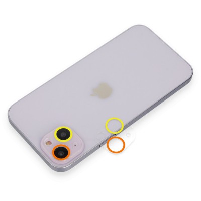 iphone 13 Renkli Kamera Lens Koruma Cam - Sarı-turuncu
