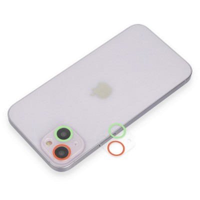iphone 13 Renkli Kamera Lens Koruma Cam - Yeşil-pembe